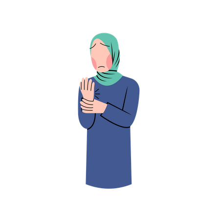 Muslim woman with wrist pain Illustration