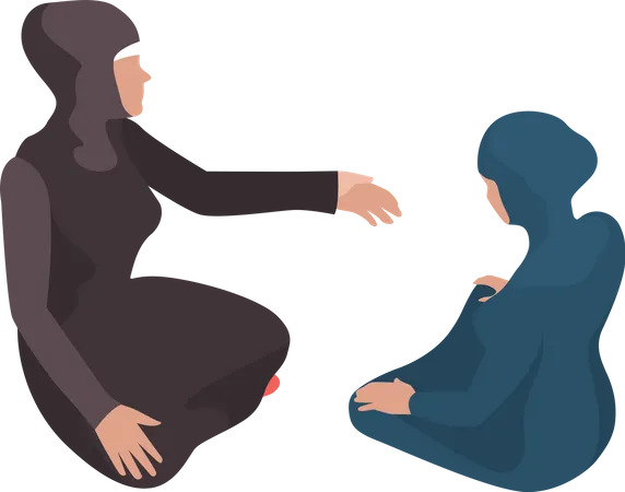 Muslim women doing discussion  Illustration