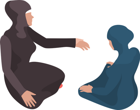 Muslim women doing discussion  Illustration