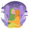 illustrations for hugging on eid mubarak