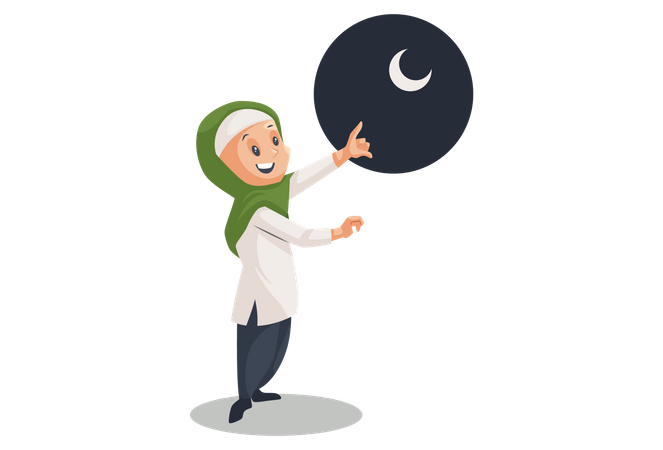 Muslim women showing half moon  Illustration