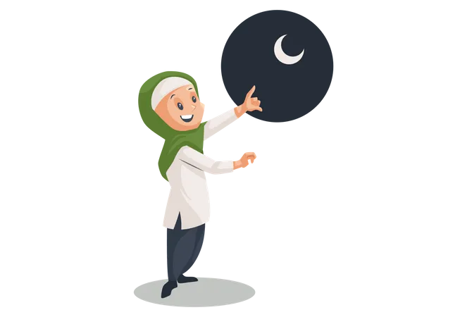 Muslim women showing half moon  Illustration