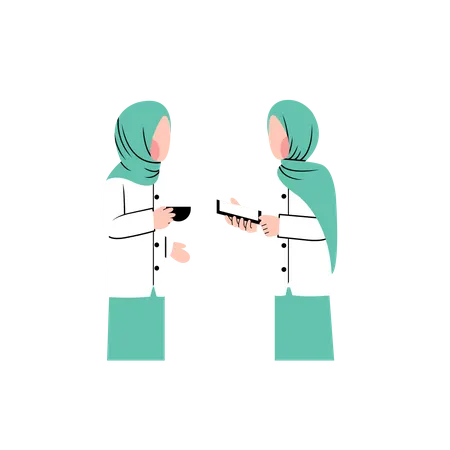Muslim women talking Illustration