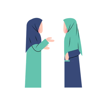 Muslim Women Talking Illustration