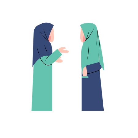 Muslim Women Talking  Illustration