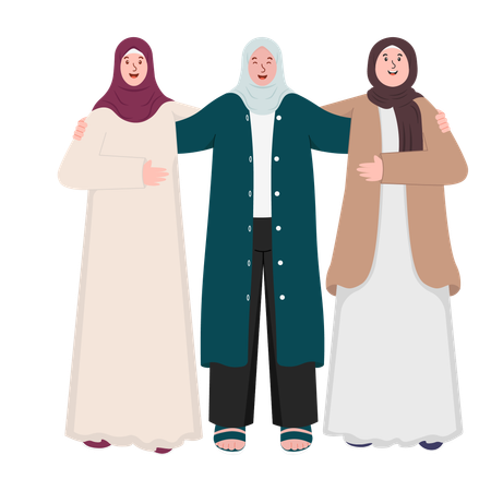 Muslim Women With Her Cousins  Illustration