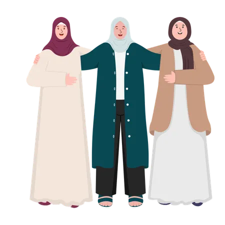 Muslim Women With Her Cousins  Illustration