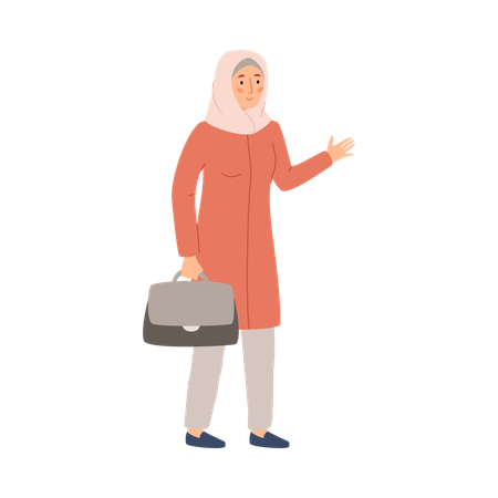 Muslim working business woman in arabian clothes  Illustration