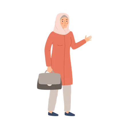 Muslim working business woman in arabian clothes  Illustration