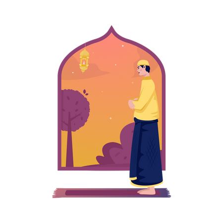 Muslim worship praying  Illustration