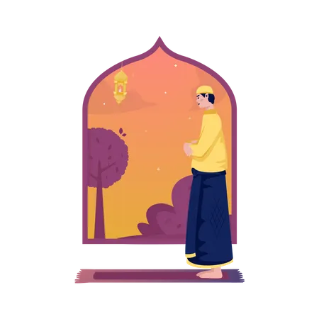 Muslim worship praying  Illustration