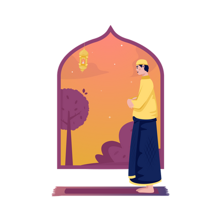 Muslim worship praying  Illustration