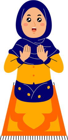 Muslim young woman doing islamic prayer  Illustration