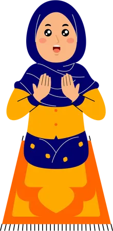Muslim young woman doing islamic prayer  Illustration