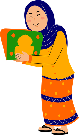 Muslim young woman holding holy book  Illustration