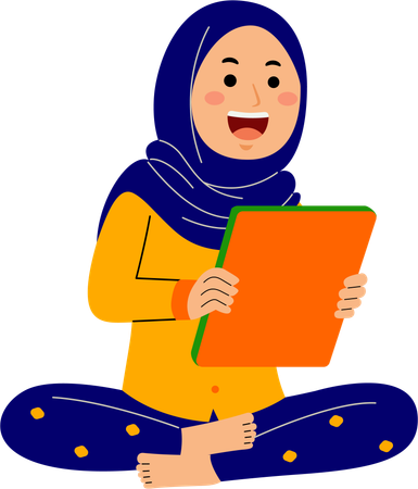 Muslim young woman holding Quran  Illustration