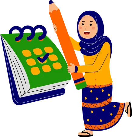 Muslim young woman marking Eid festival  Illustration
