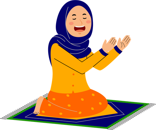 Muslim young woman praying  Illustration