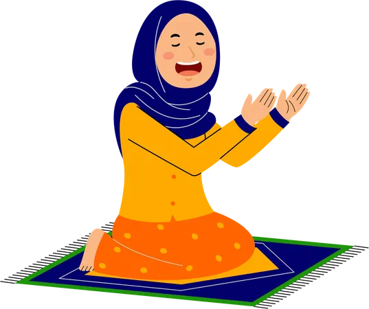 Muslim young woman praying  Illustration