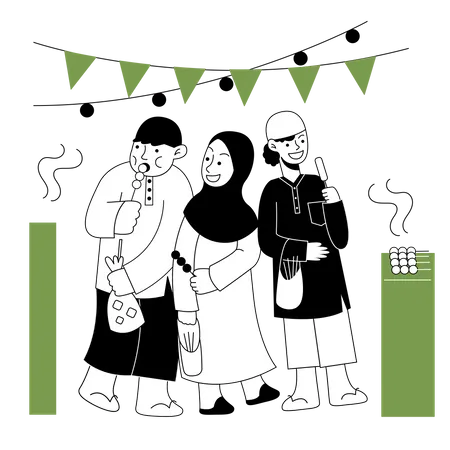 Muslime feiern das Ramadan-Fest  Illustration