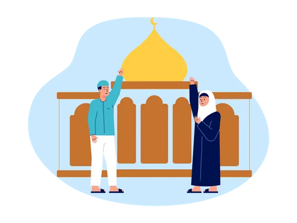 Muslime feiern das Ramadan-Fest  Illustration
