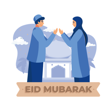 Muslime feiern Eid Al-Fitr  Illustration