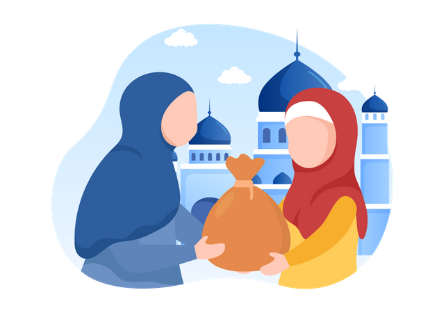 Muslime geben Almosen  Illustration