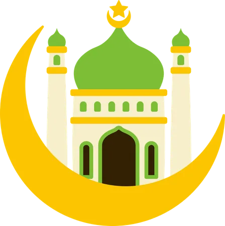 Muslime gehen zum Gebet in die Moschee  Illustration