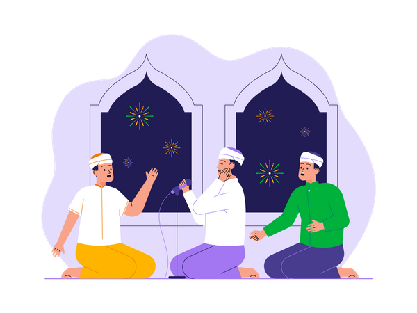 Muslime singen Lieder im Ramadan  Illustration