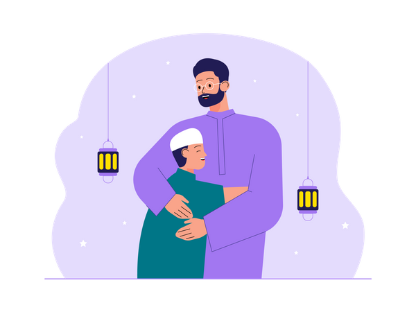 Muslime vergeben einander im Ramadan  Illustration