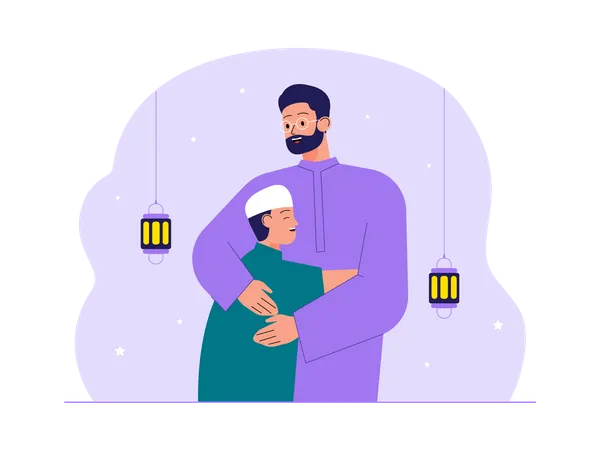 Muslime vergeben einander im Ramadan  Illustration