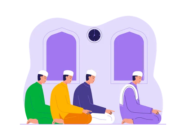 Muslime verrichten Namaz in der Moschee  Illustration