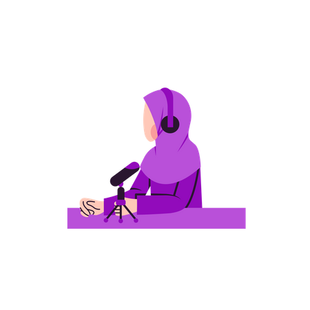 Muslimische Frau im Gespräch im Podcast  Illustration