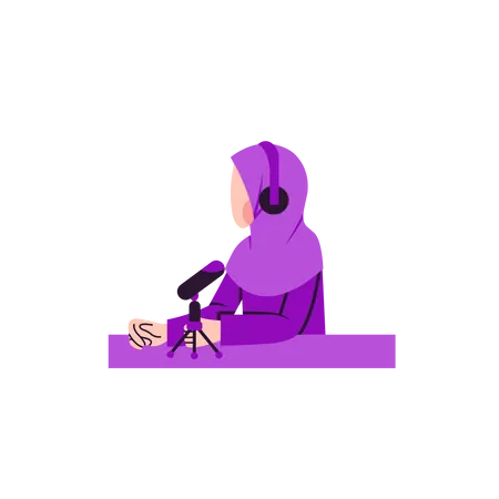 Muslimische Frau im Gespräch im Podcast  Illustration