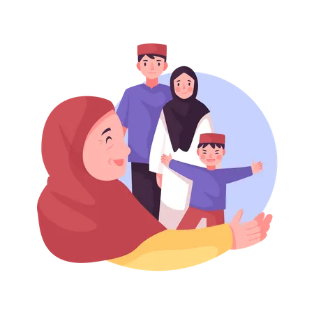 Muslimische Familie  Illustration