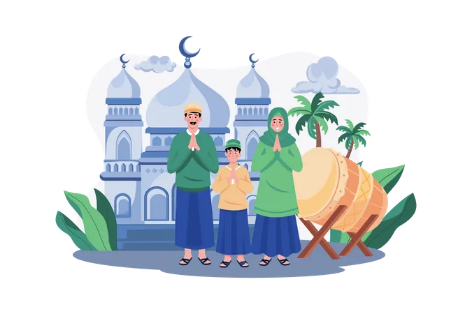 Muslimischer Familiengruß  Illustration