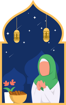 Muslimische Frau betet  Illustration