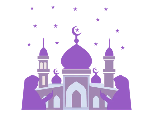 Muslimische Frau betet  Illustration