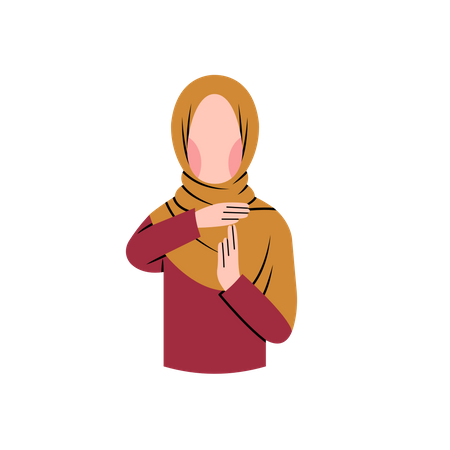 Muslimische Frau erklärt Geste  Illustration