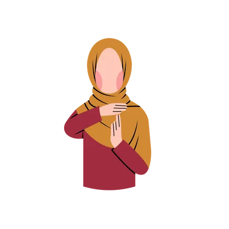 Muslimische Frau erklärt Geste  Illustration