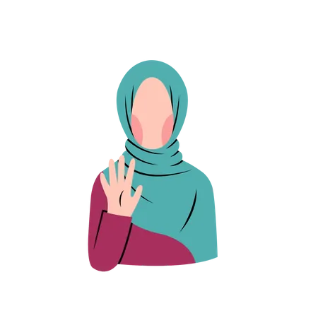 Muslimische Frau grüßt mit „Hallo“  Illustration