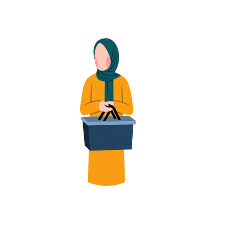 Muslimische Frau mit Einkaufskorb  Illustration