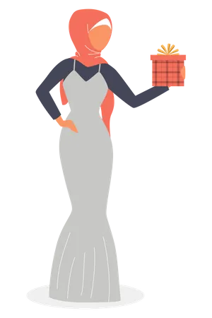 Muslimische Frau mit Geschenkbox  Illustration