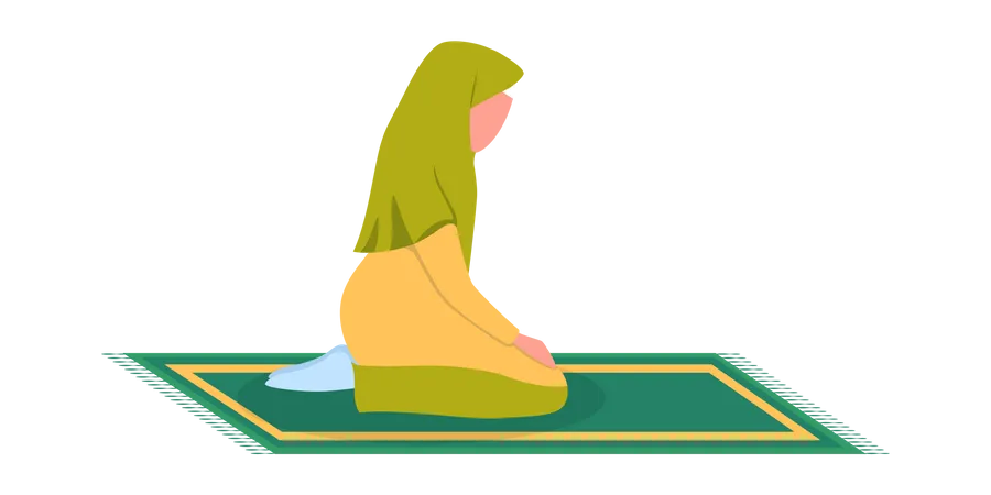Moslem Betende Frau Position Frau In Traditioneller Kleidung Die Ein Religioses Ritual Durchfuhrt Isolierte Flache Vektorillustration Illustration
