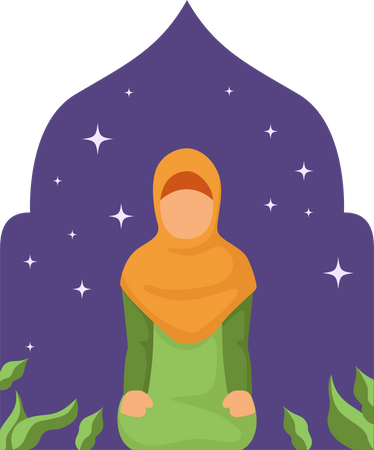 Muslimische Frau in Gebetshaltung  Illustration