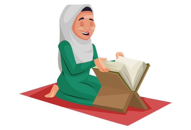 Muslimische Frau liest den Koran  Illustration