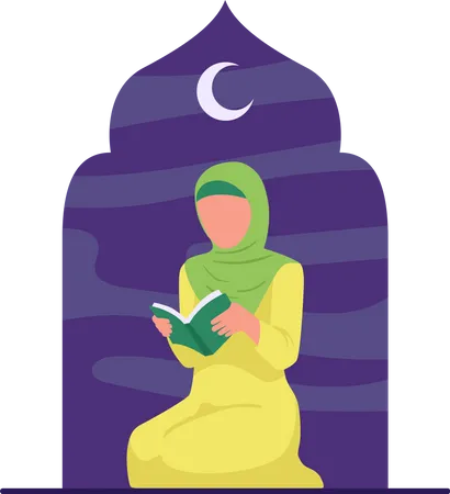 Muslimische Frau liest den Koran  Illustration