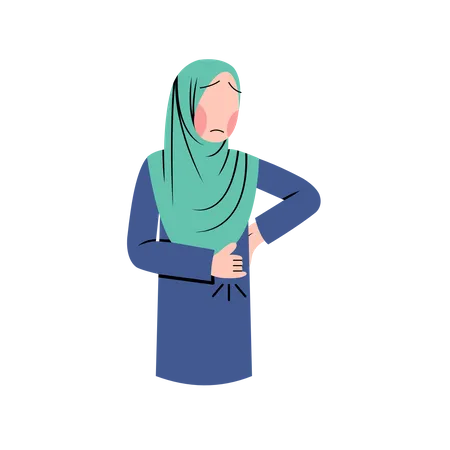 Muslimische Frau mit Schmerzen in der Hüfte  Illustration
