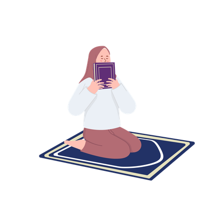 Muslimische Frau mit Koran  Illustration