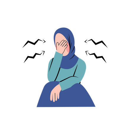 Muslimische Frau mit psychischen Problemen  Illustration